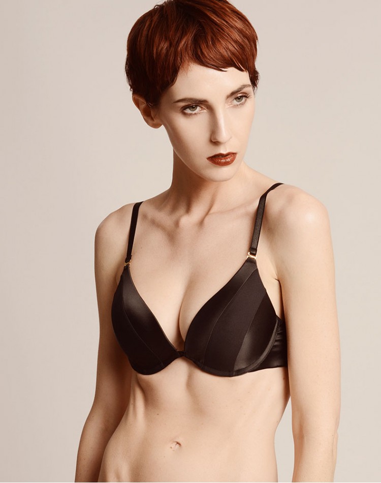 Complete set Pushup Bra - Triangle Thong Onyx